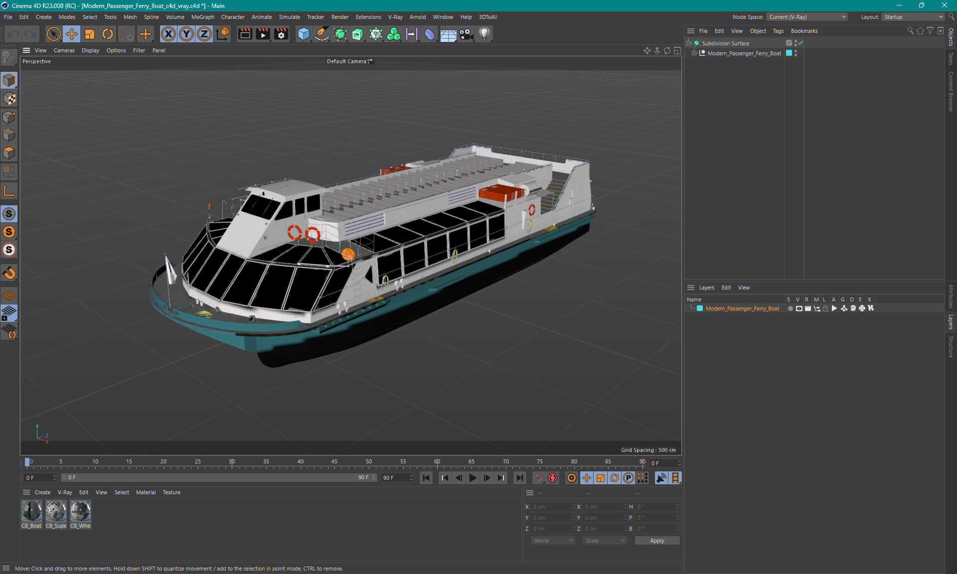 Modern Passenger Ferry Boat 3D