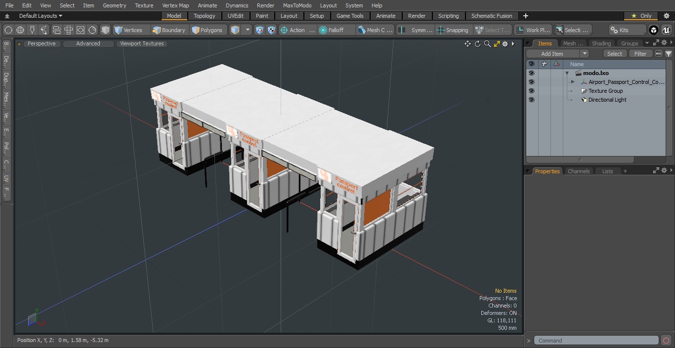 3D Airport Passport Control Counter White model