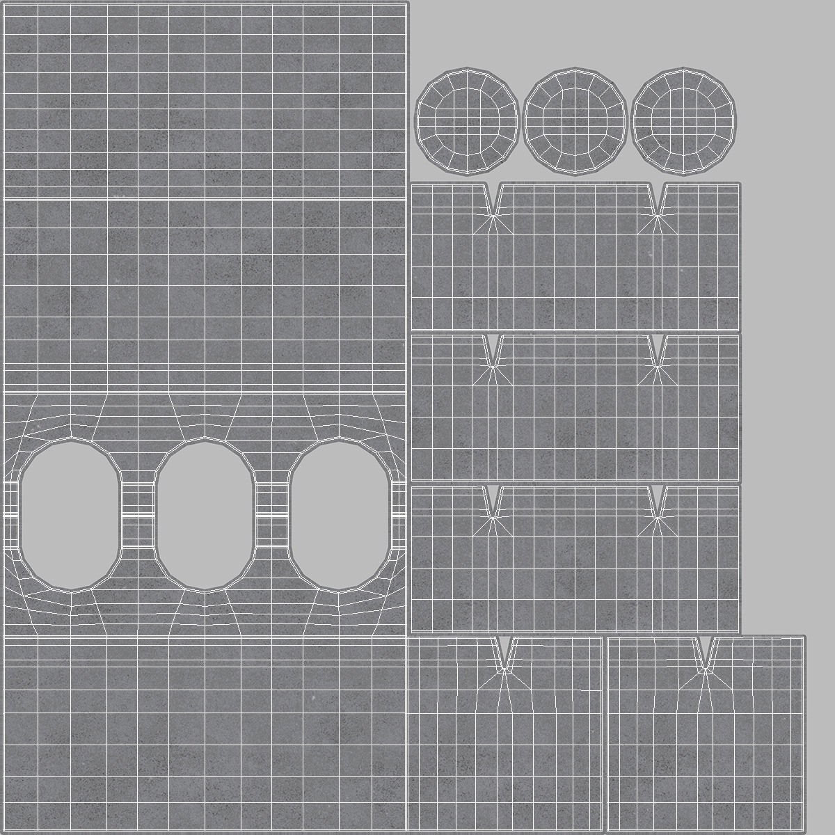 3D Cinder Block 3 Channels model