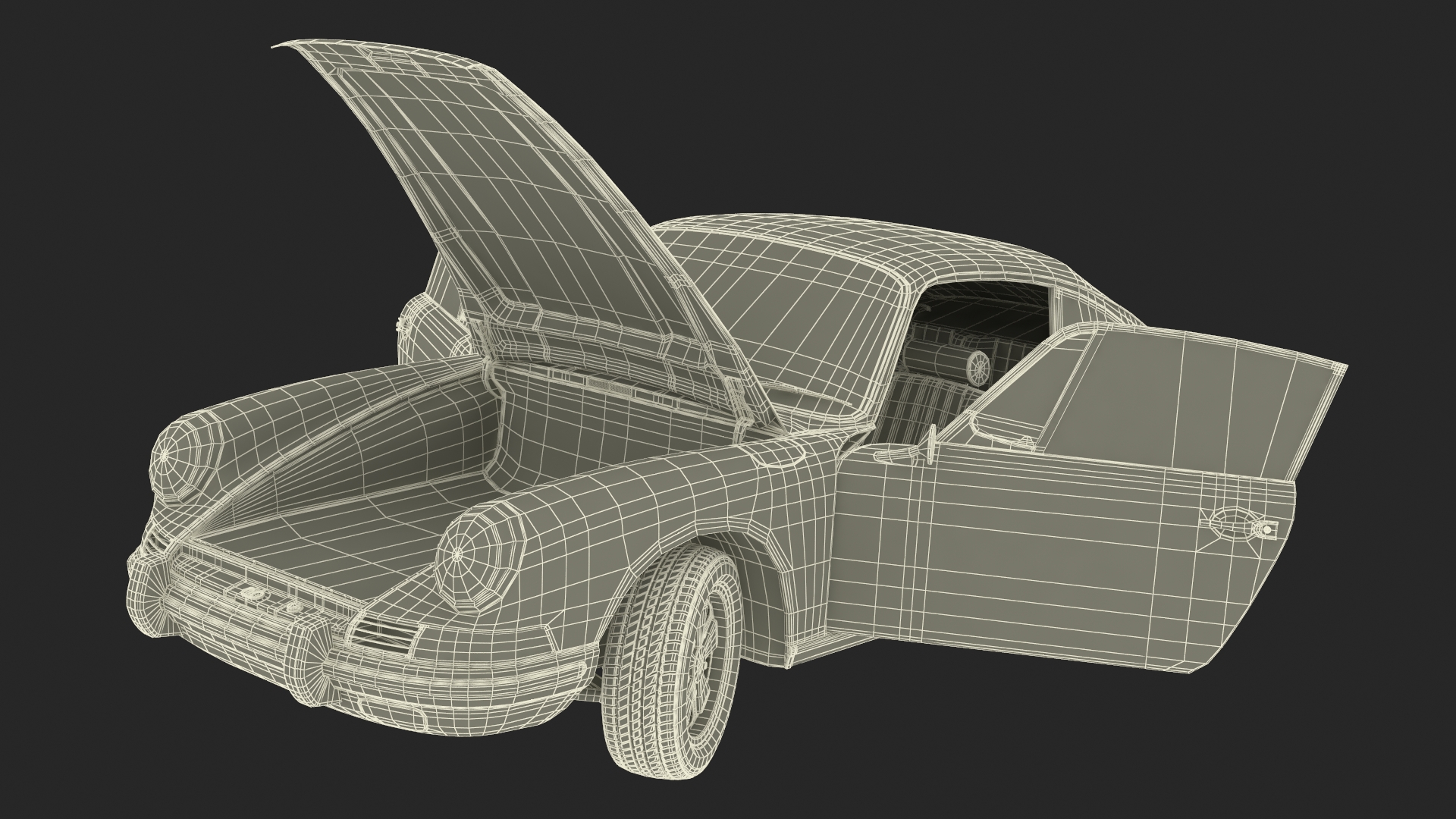 Retro Coupe Sport Car Rigged for Maya 3D