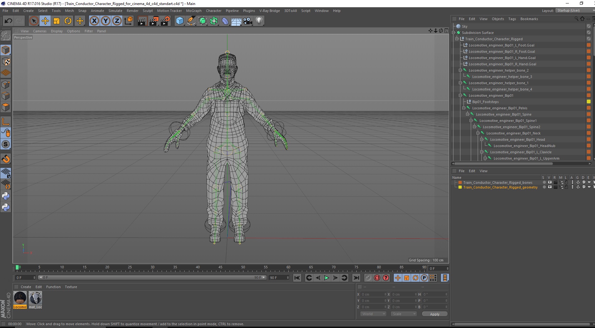 3D Train Conductor Character Rigged for Cinema 4D