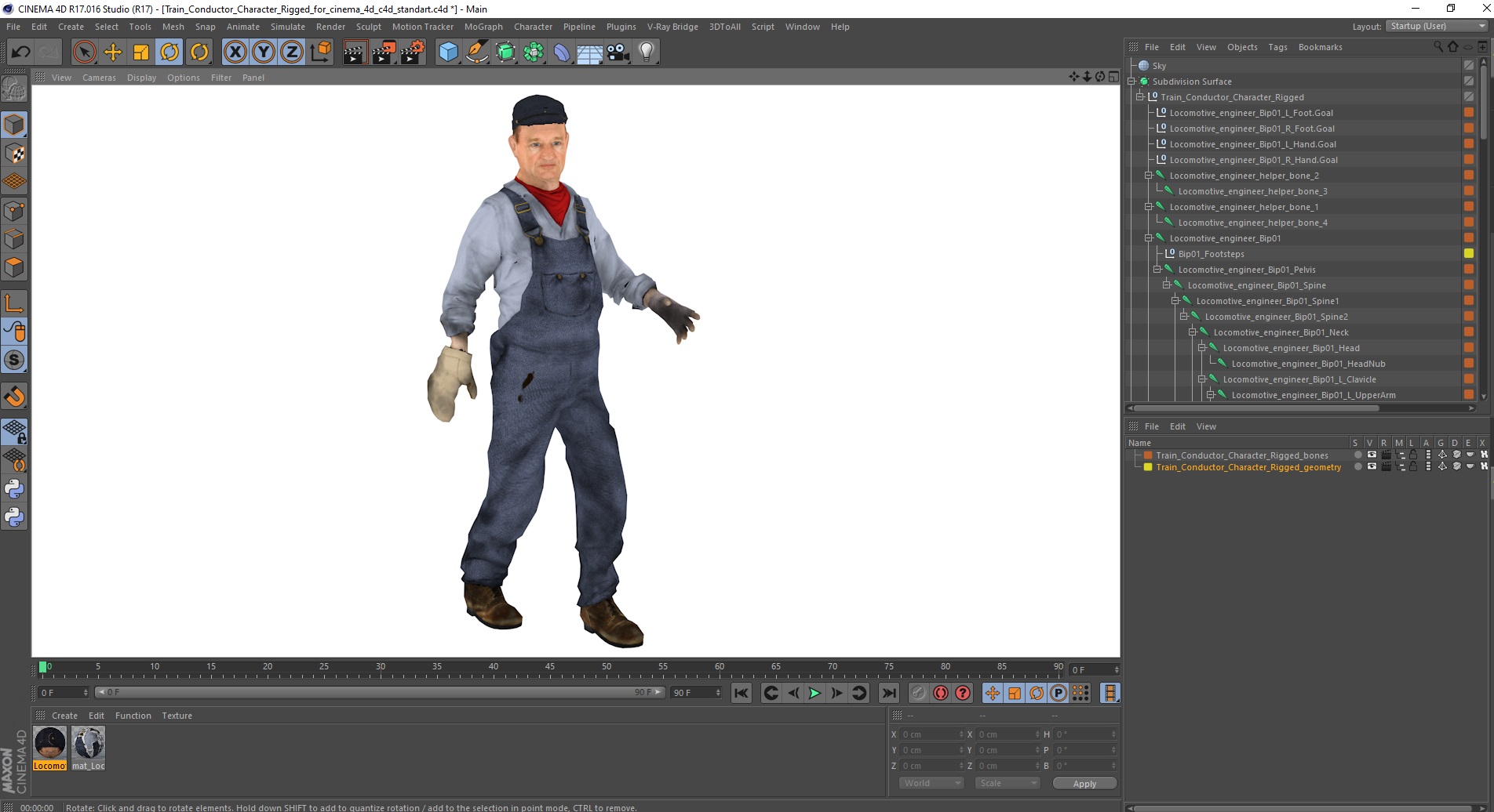 3D Train Conductor Character Rigged for Cinema 4D