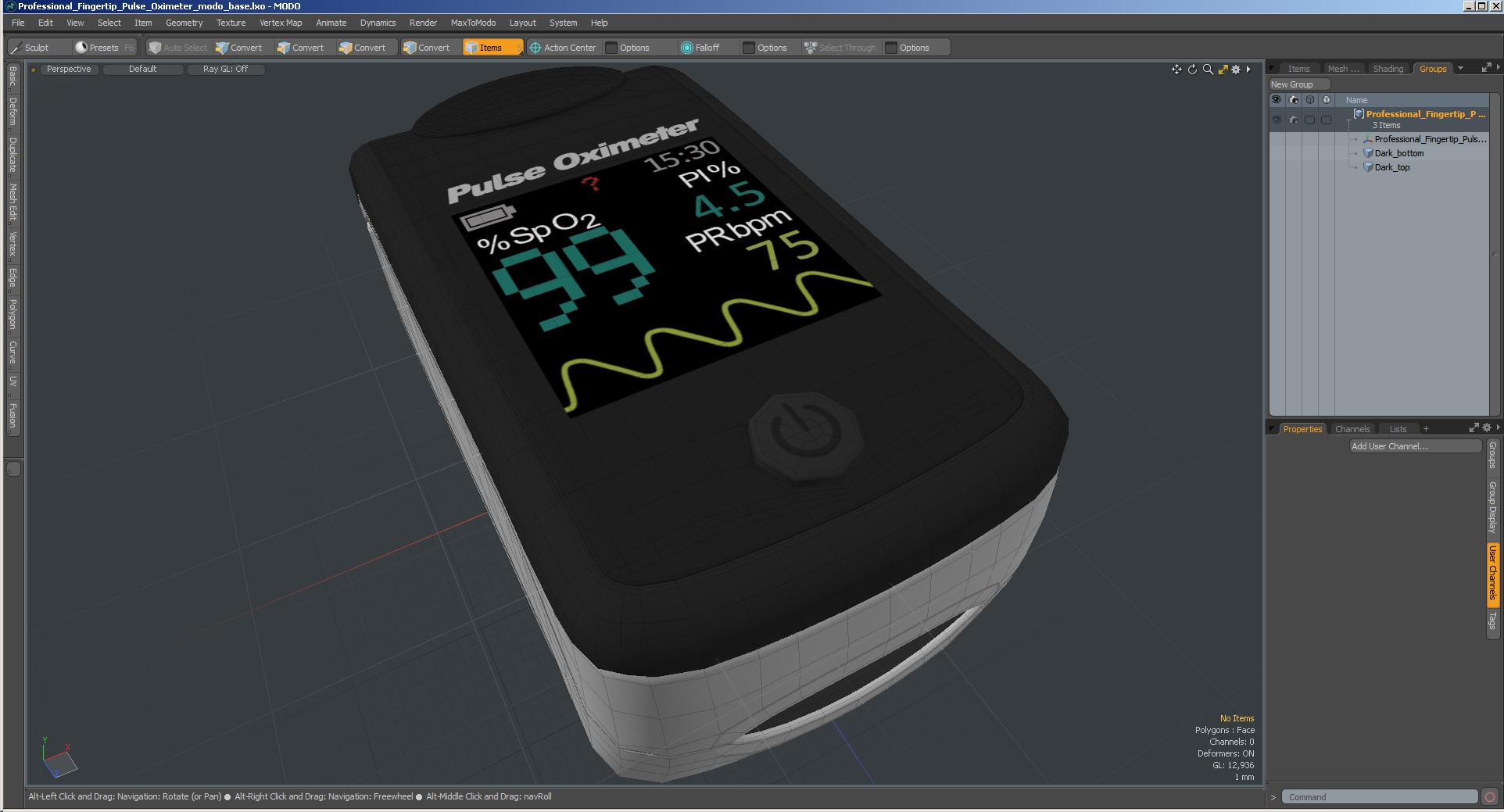 Professional Fingertip Pulse Oximeter 3D