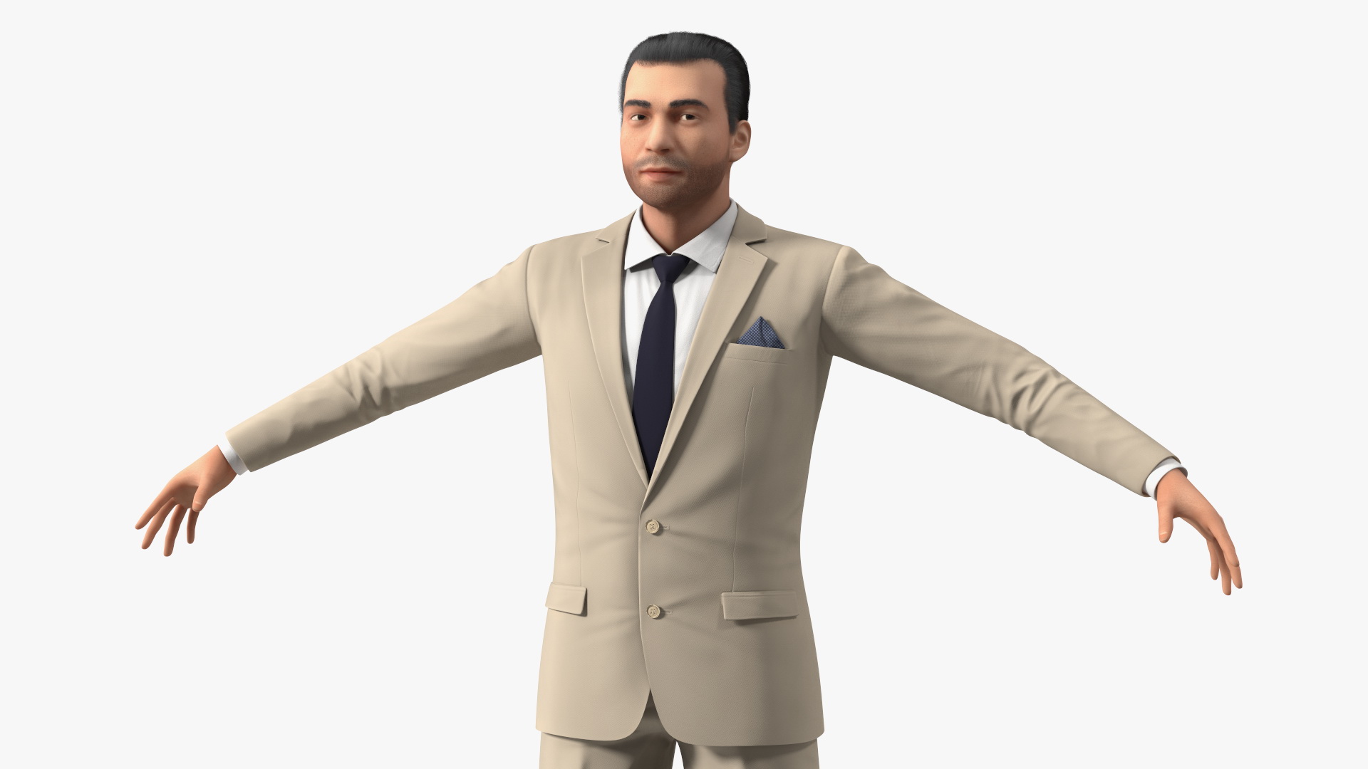 Formal Businessman in Beige Suit Rigged 3D model