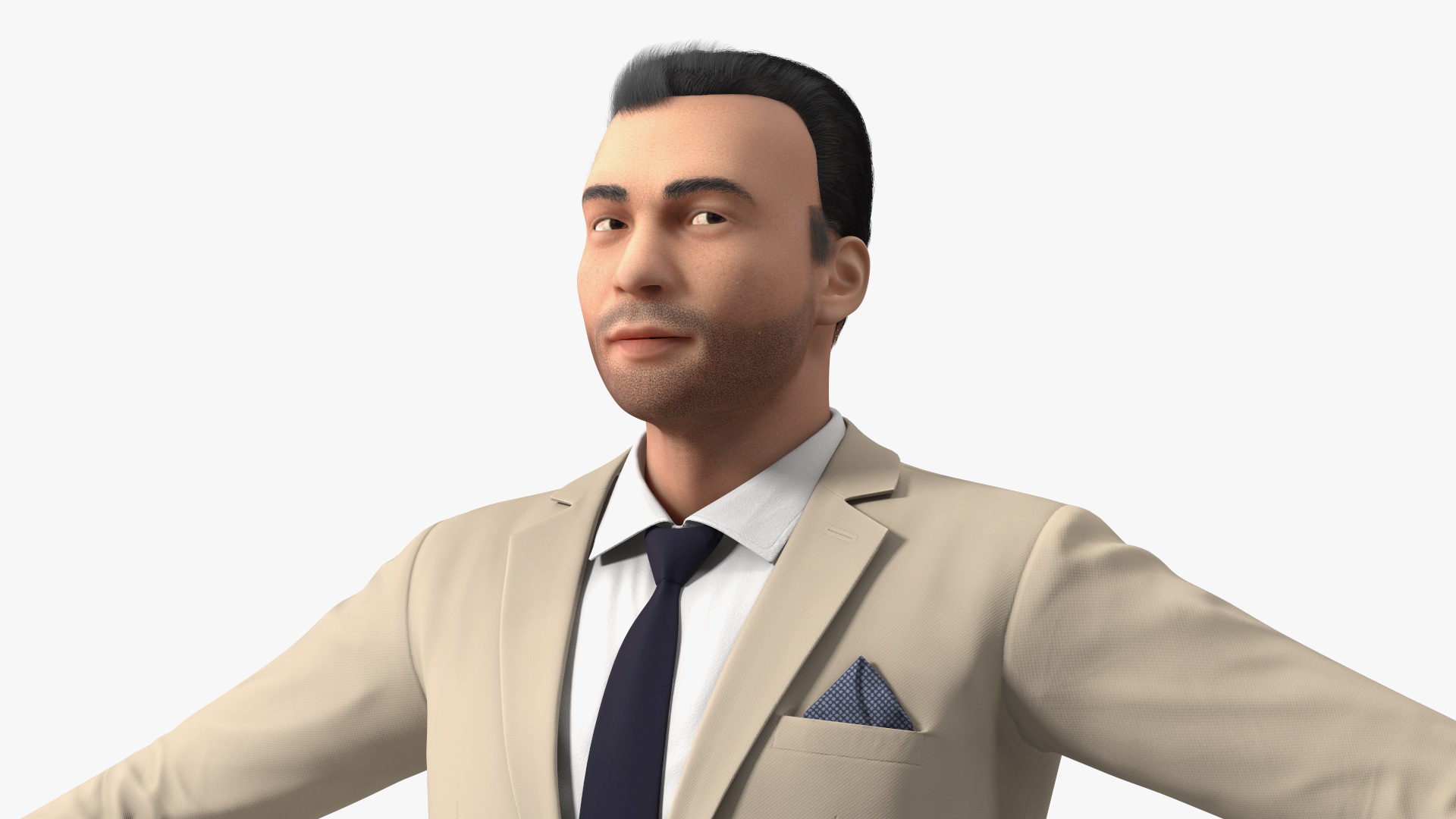 Formal Businessman in Beige Suit Rigged 3D model