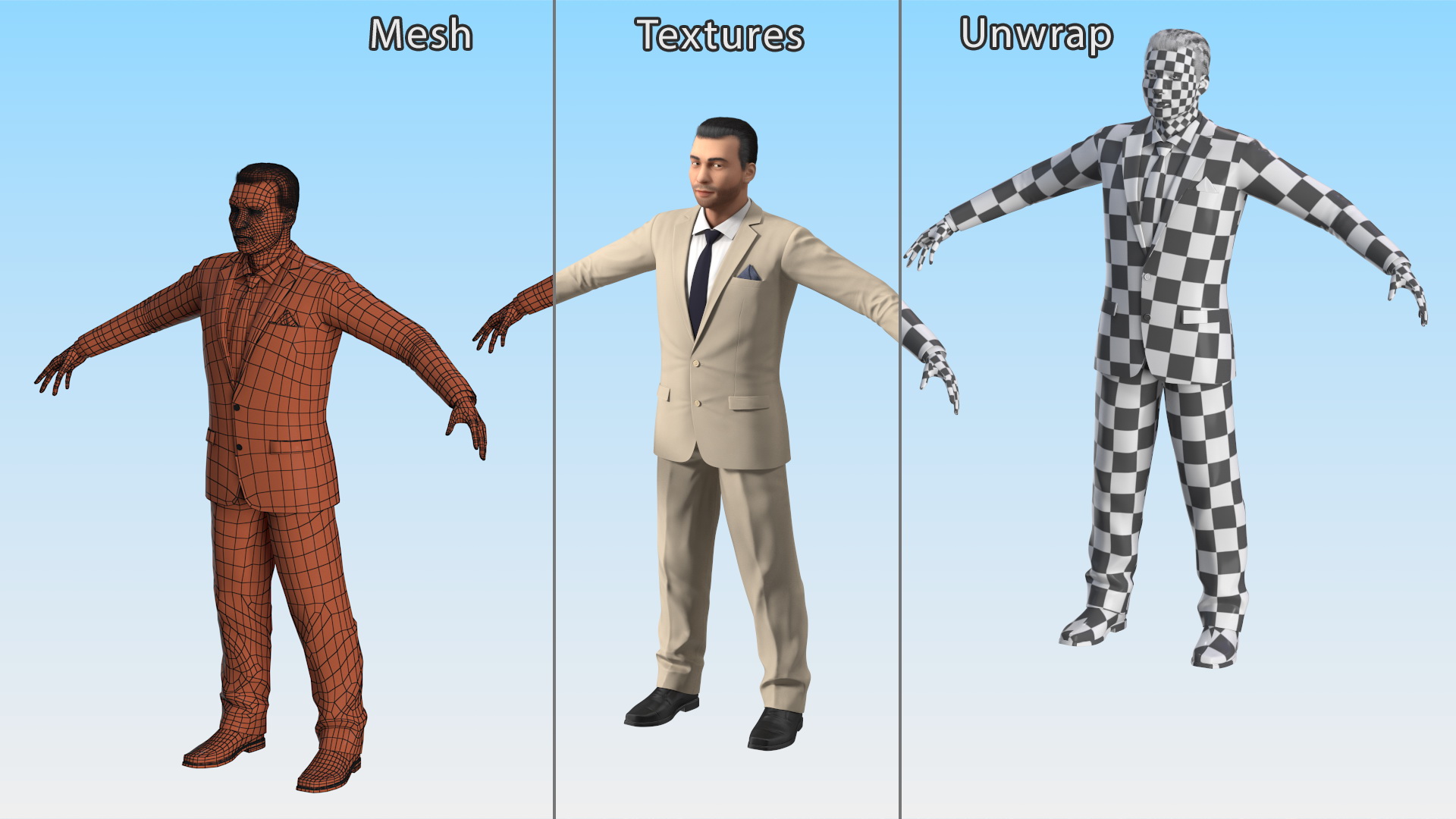 Formal Businessman in Beige Suit Rigged 3D model