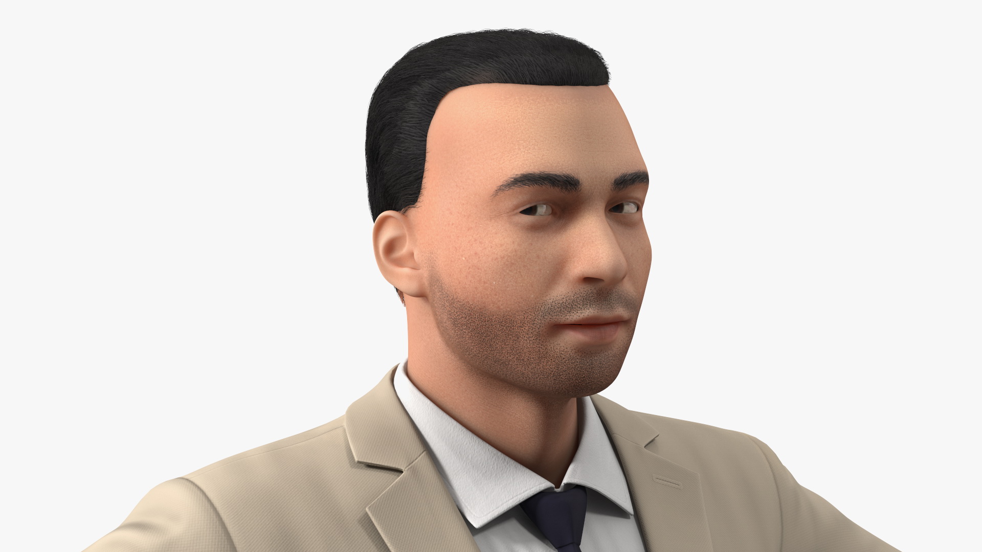 Formal Businessman in Beige Suit Rigged 3D model