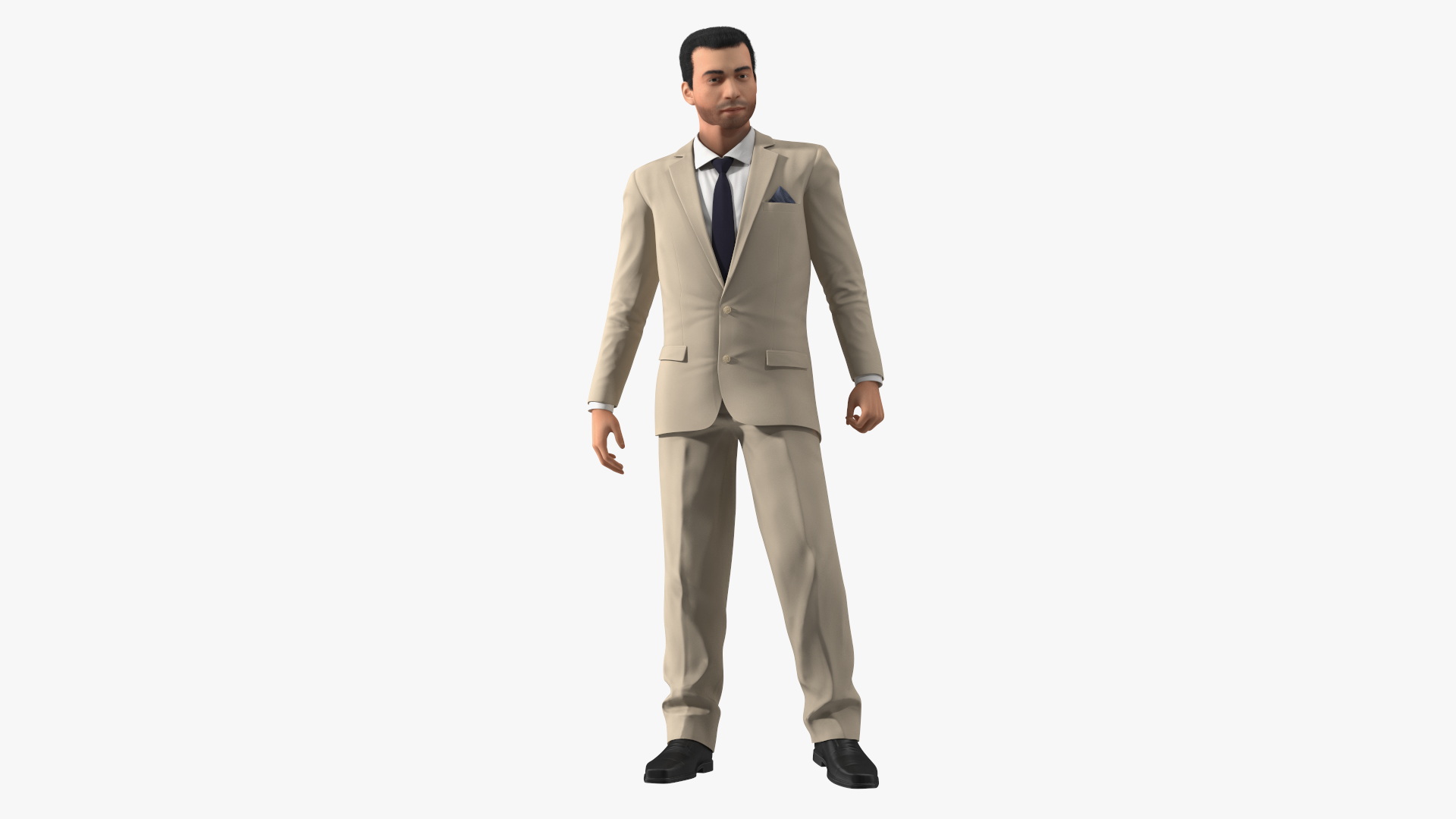 Formal Businessman in Beige Suit Rigged 3D model