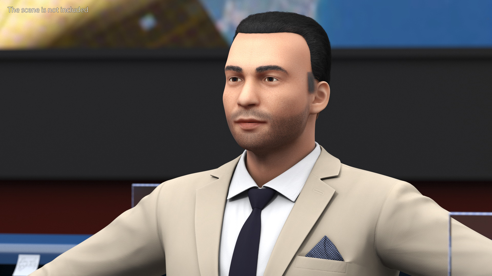 Formal Businessman in Beige Suit Rigged 3D model