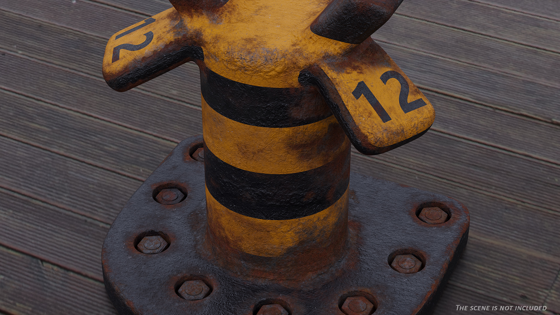 Mooring Bollard Stripes Old 3D