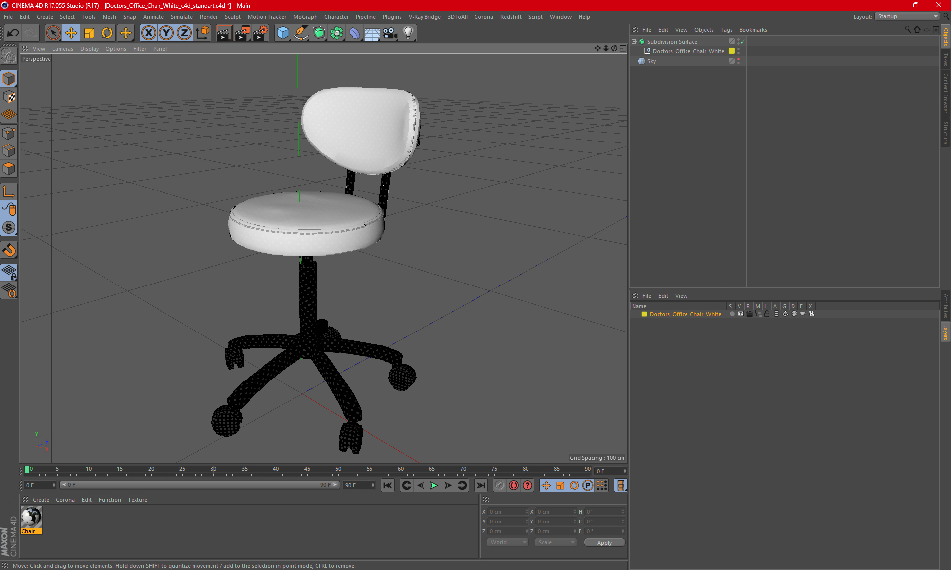 3D Doctors Office Chair White