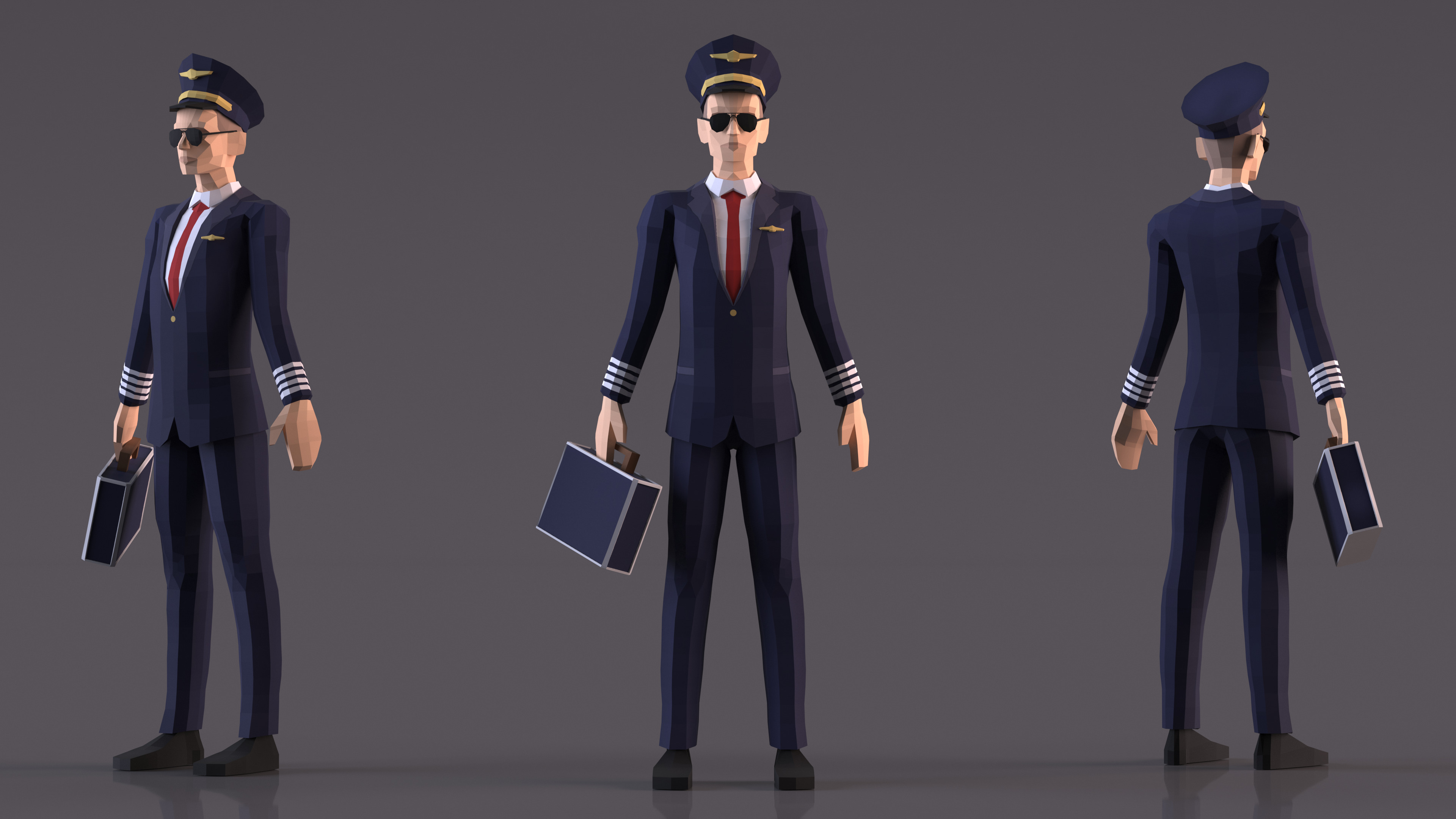 3D model Pilot Low Poly Rigged for Cinema 4D