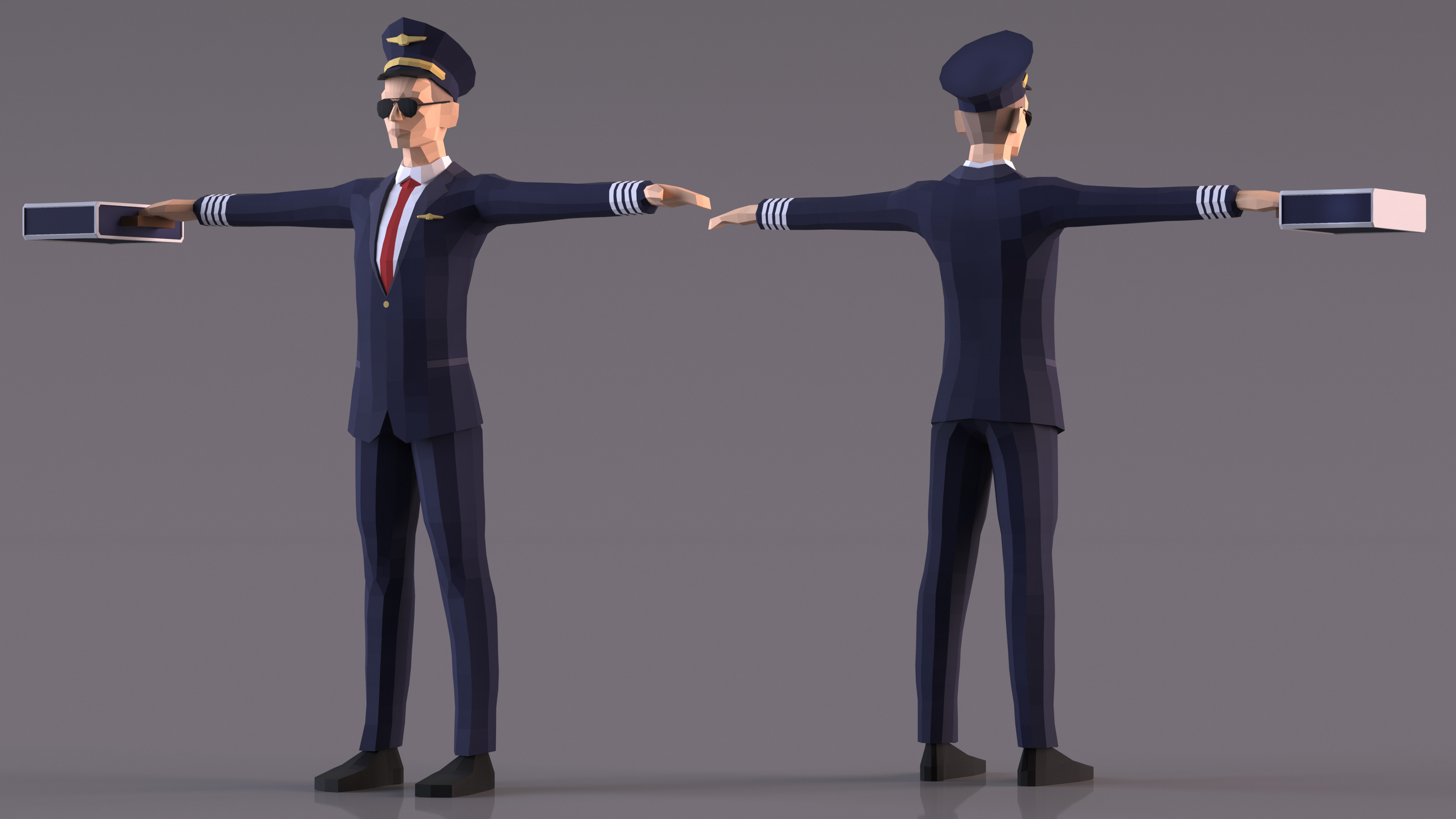 3D model Pilot Low Poly Rigged for Cinema 4D