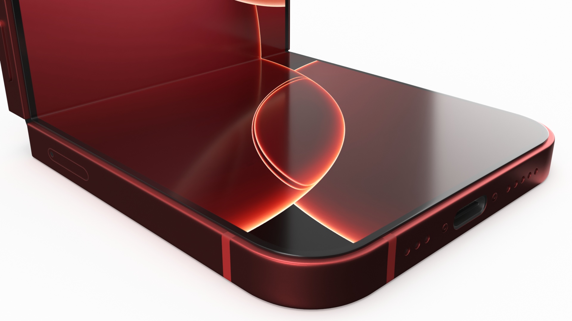 3D iPhone Flip Bent Crimson Red model