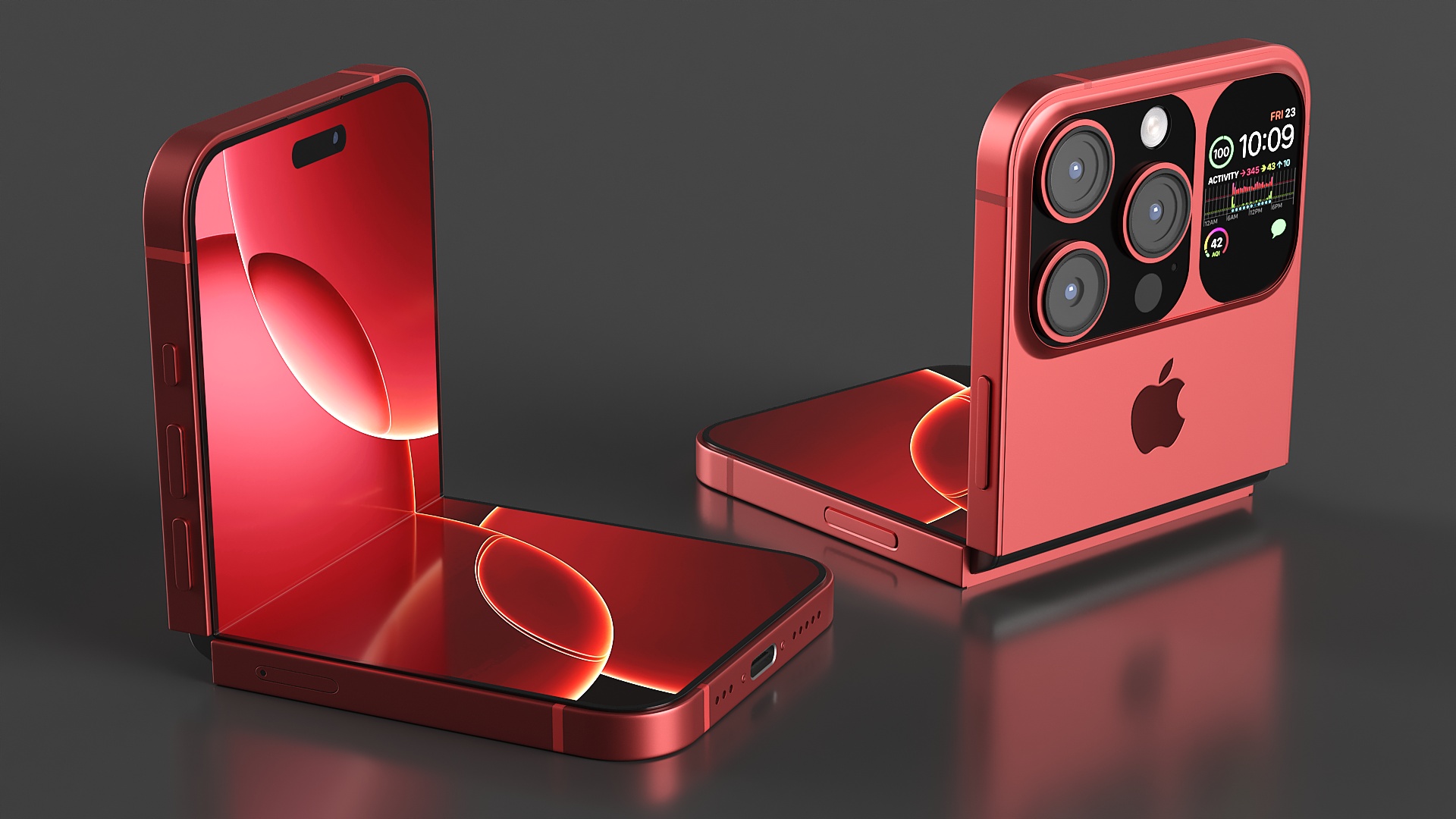 3D iPhone Flip Bent Crimson Red model