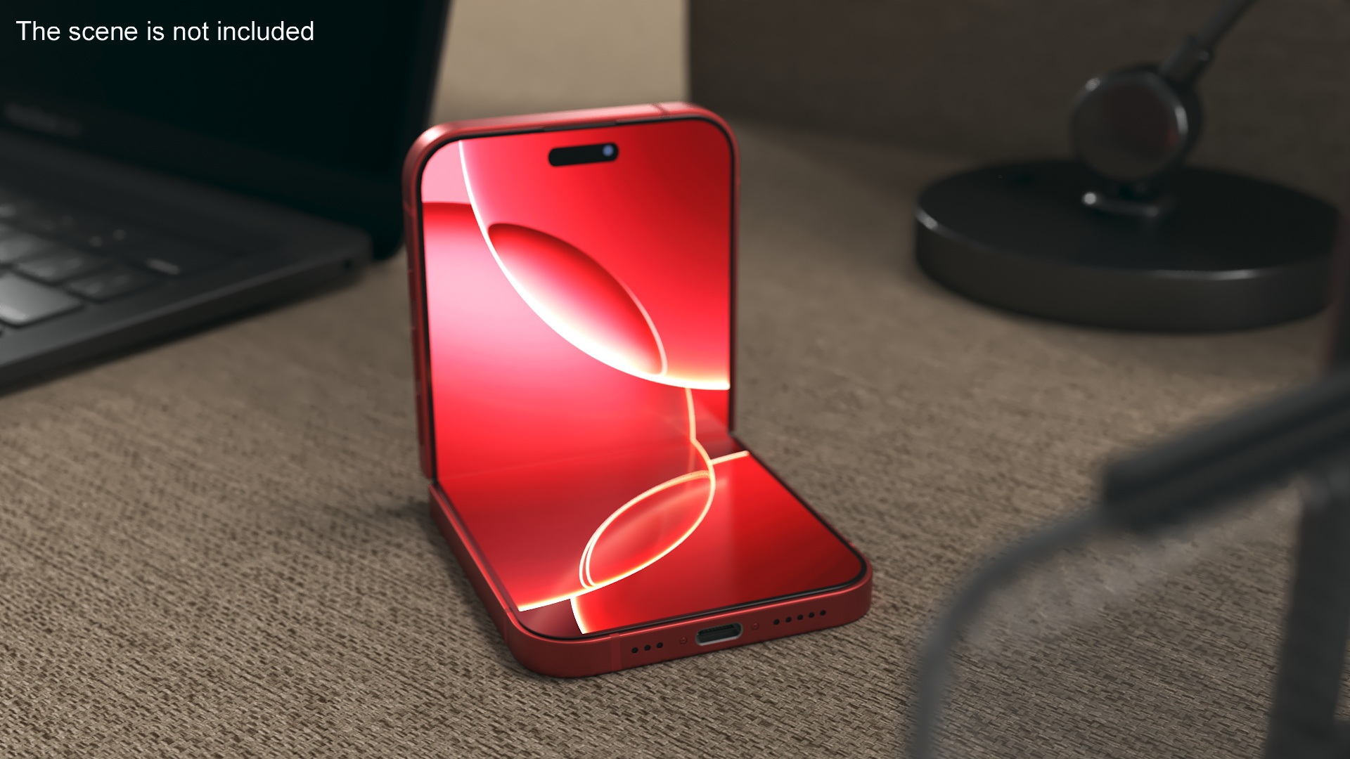 3D iPhone Flip Bent Crimson Red model