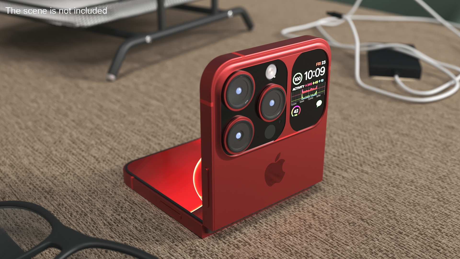 3D iPhone Flip Bent Crimson Red model