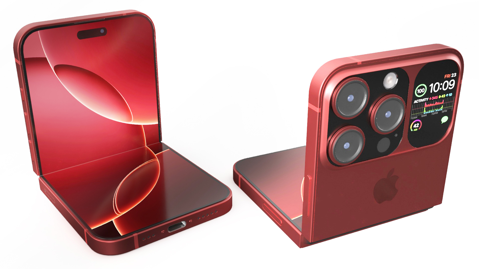 3D iPhone Flip Bent Crimson Red model