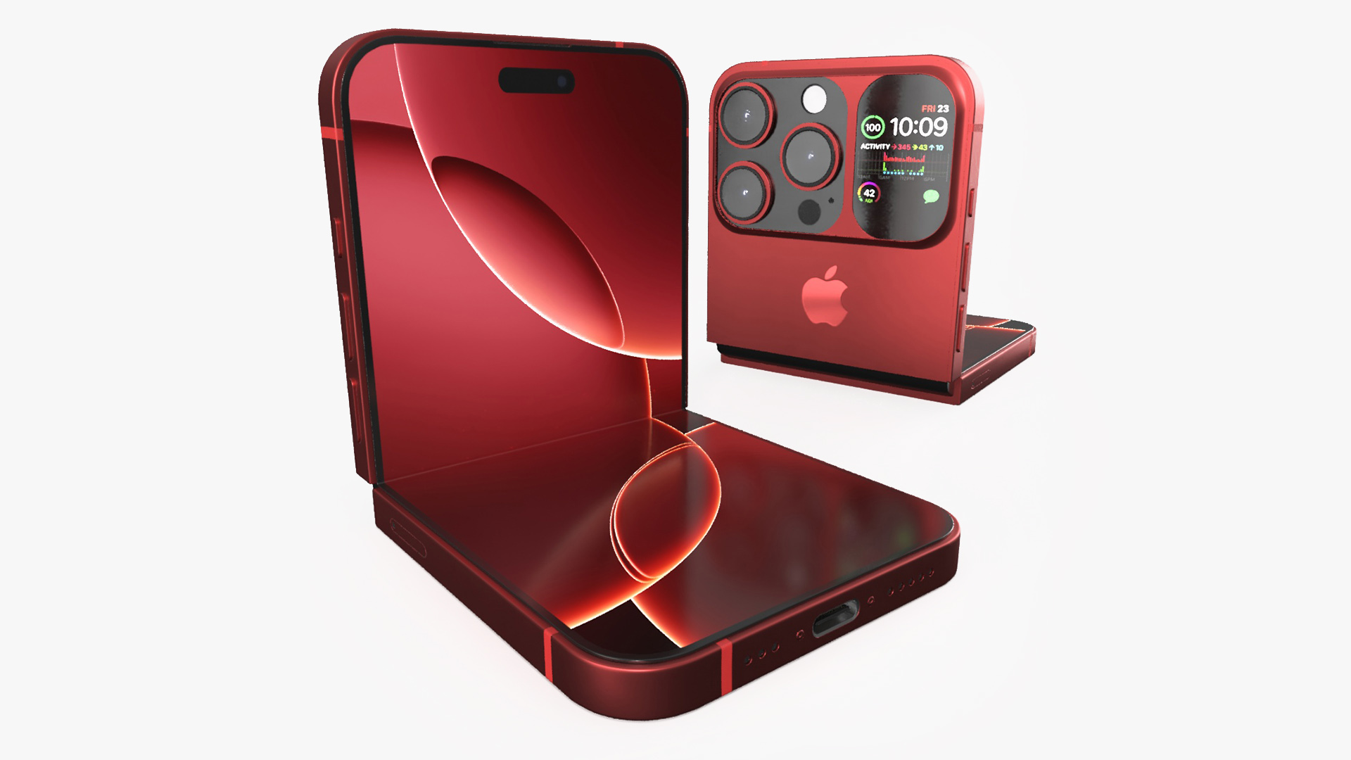 3D iPhone Flip Bent Crimson Red model