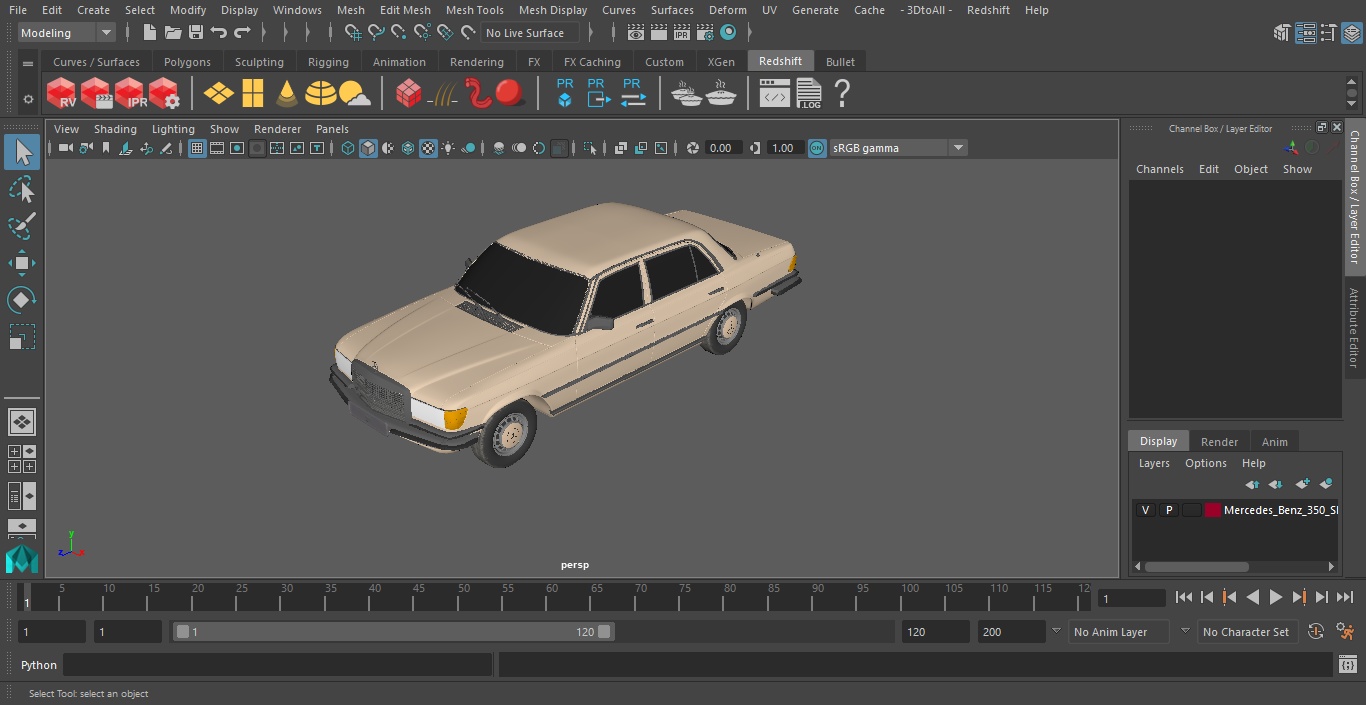 Mercedes Benz 350 SE Yellow 3D