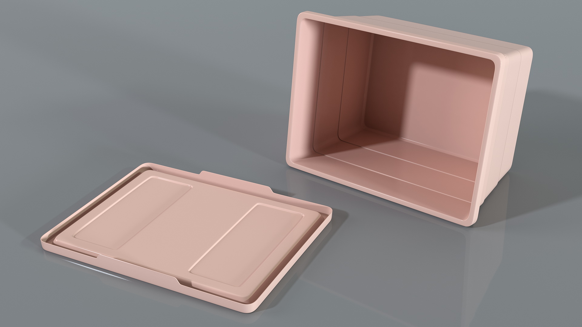 3D Pink Plastic Storage Box with Lid model