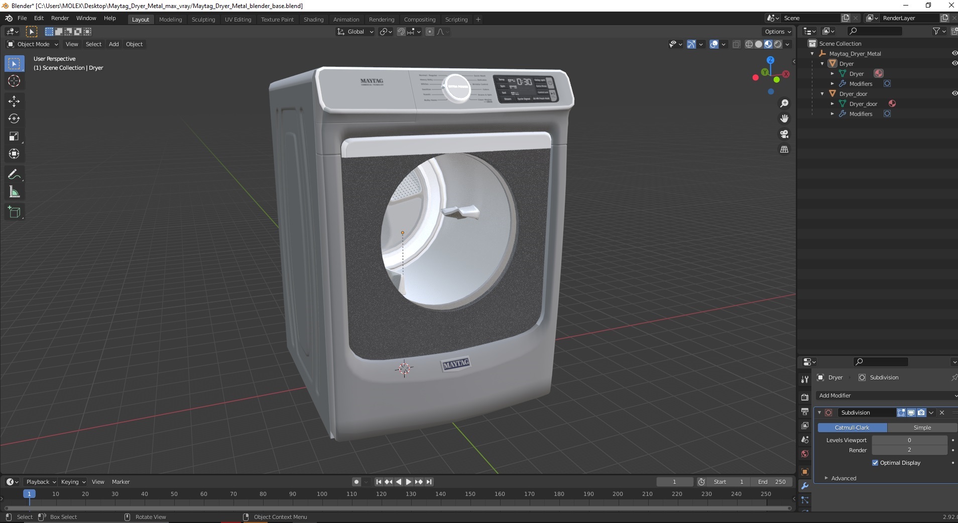 3D Maytag Dryer Metal model