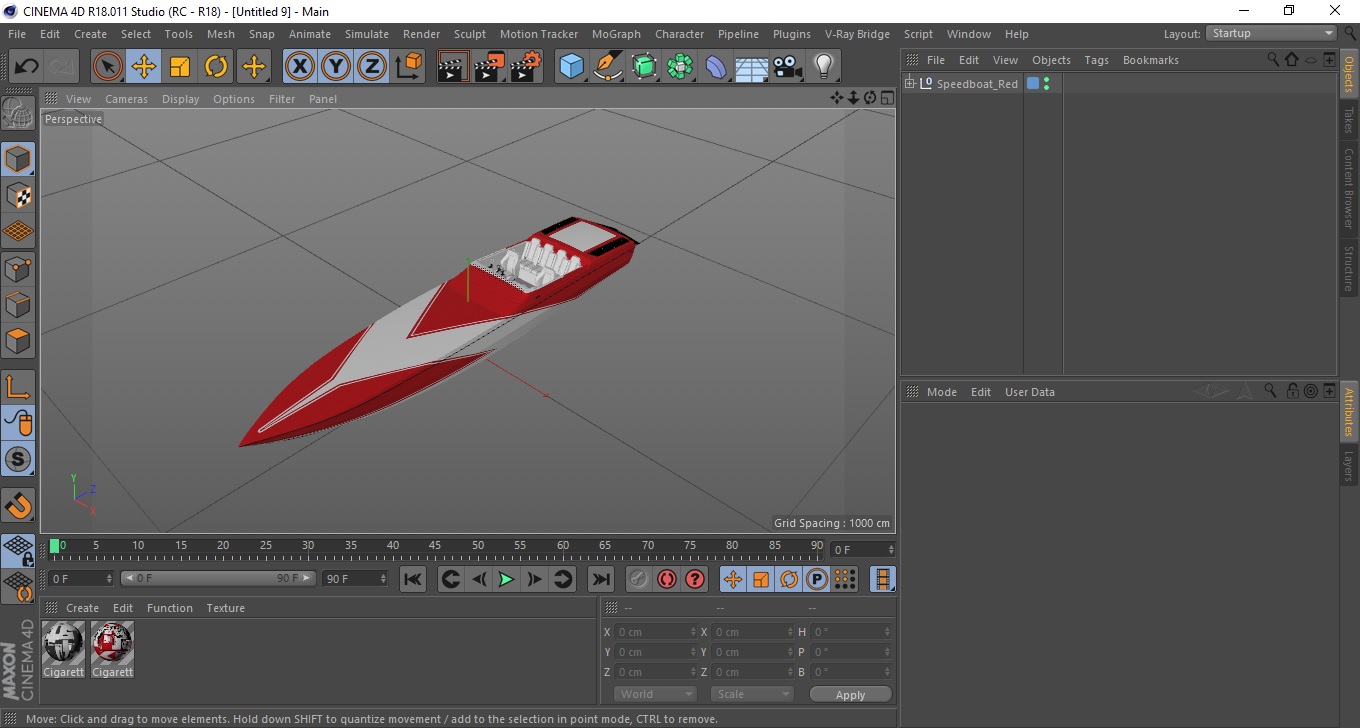 3D Speedboat Red model