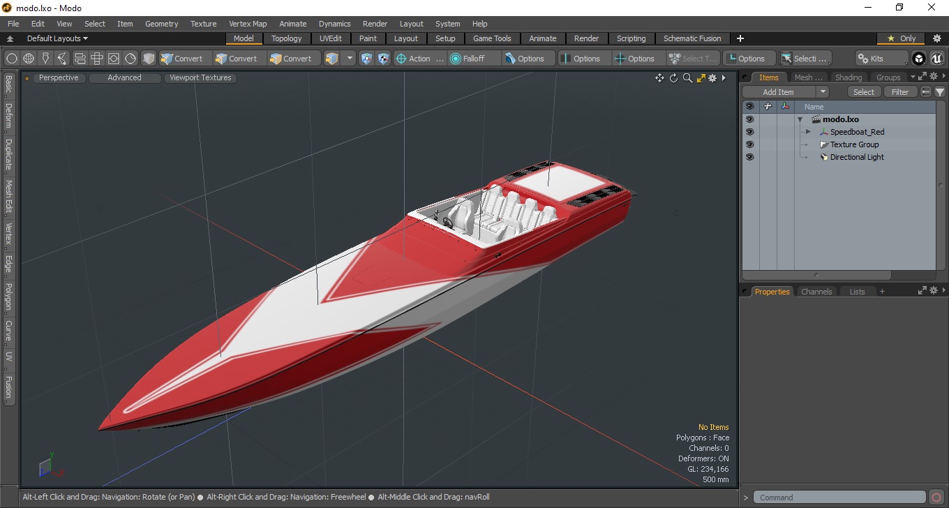 3D Speedboat Red model