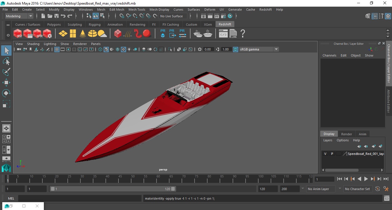 3D Speedboat Red model