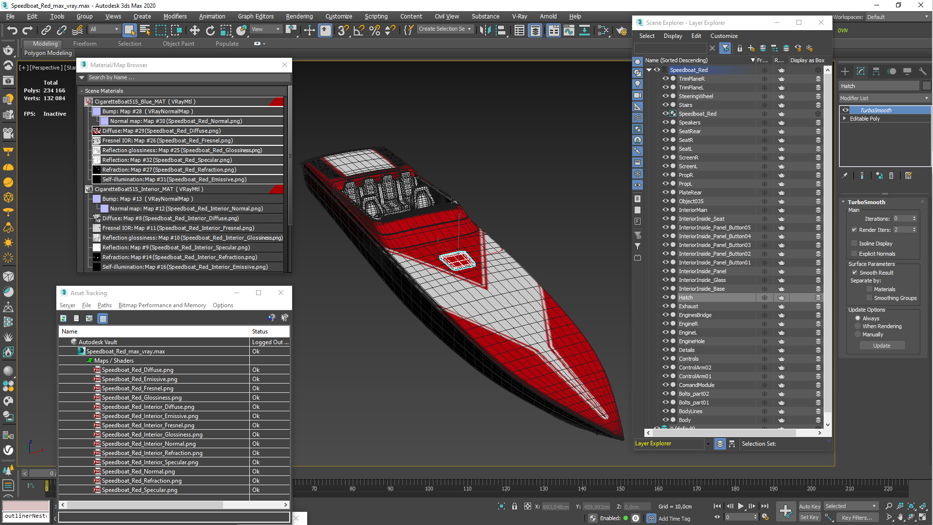 3D Speedboat Red model