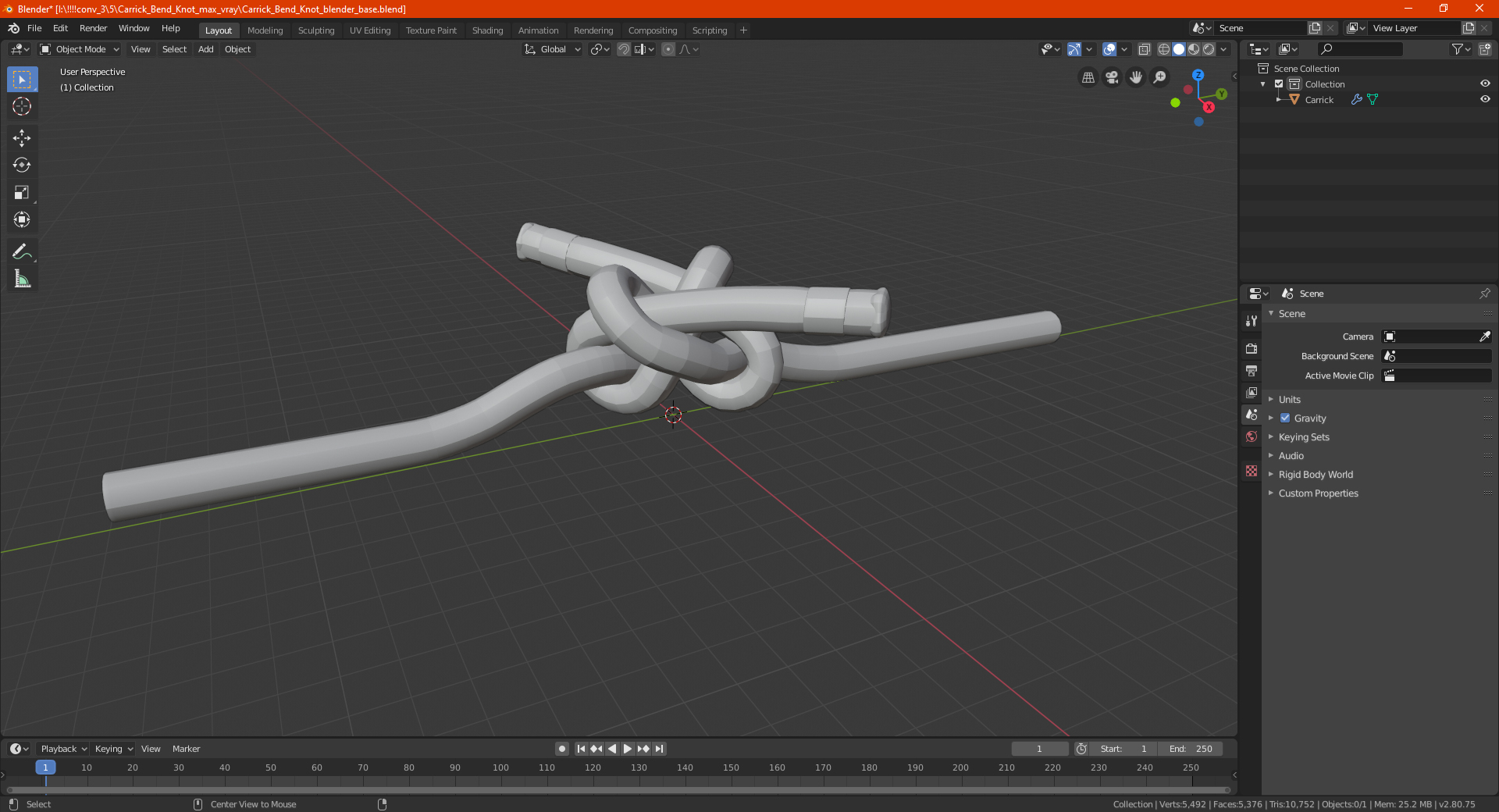 3D model Colored Carrick Bend Knot