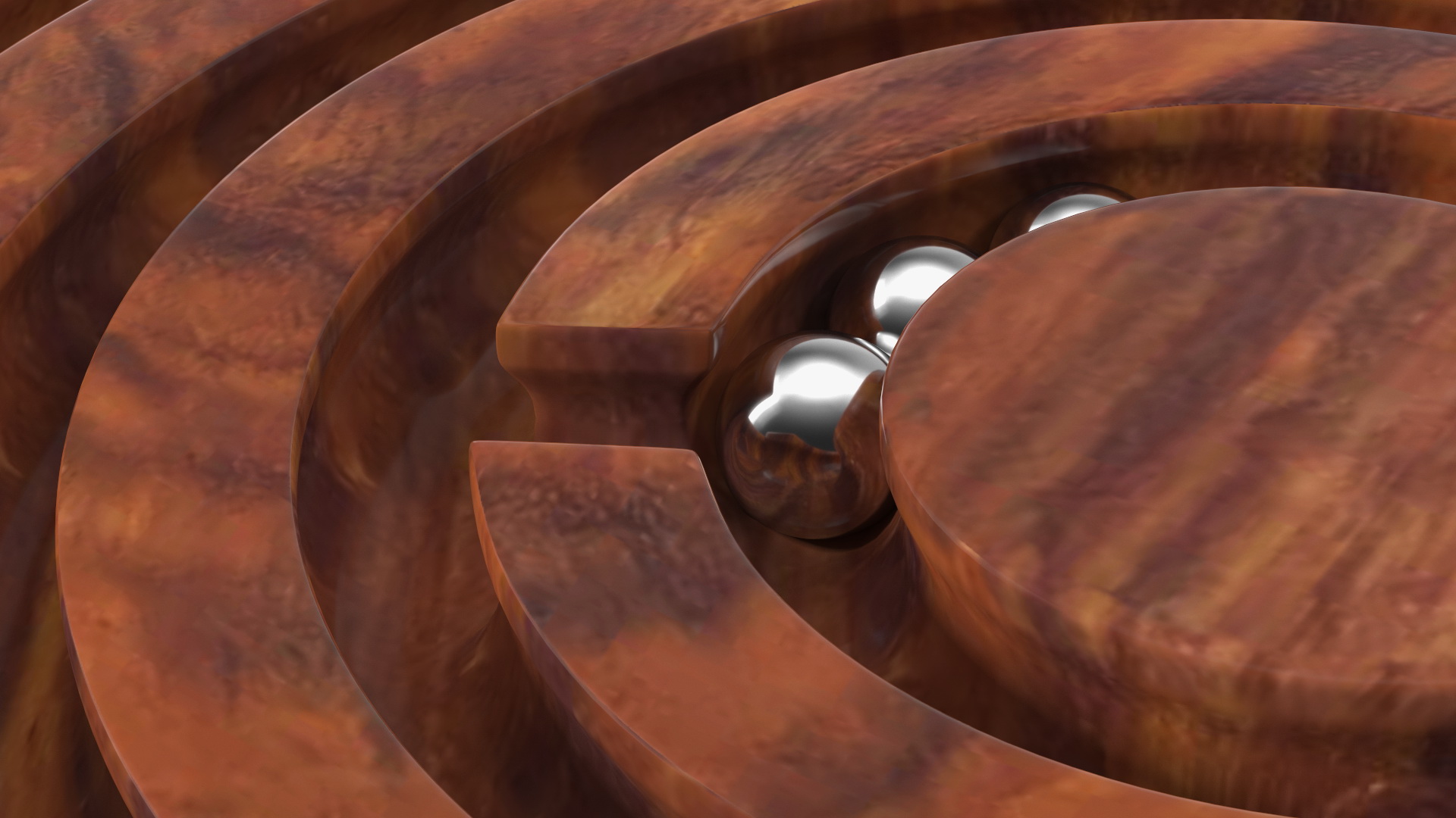 Round Wooden Marble Labyrinth Game 3D model