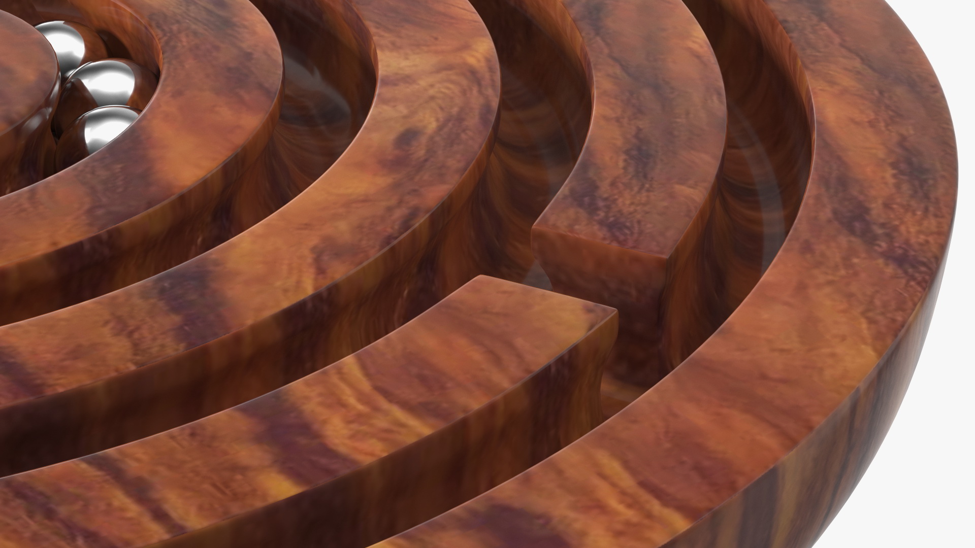 Round Wooden Marble Labyrinth Game 3D model