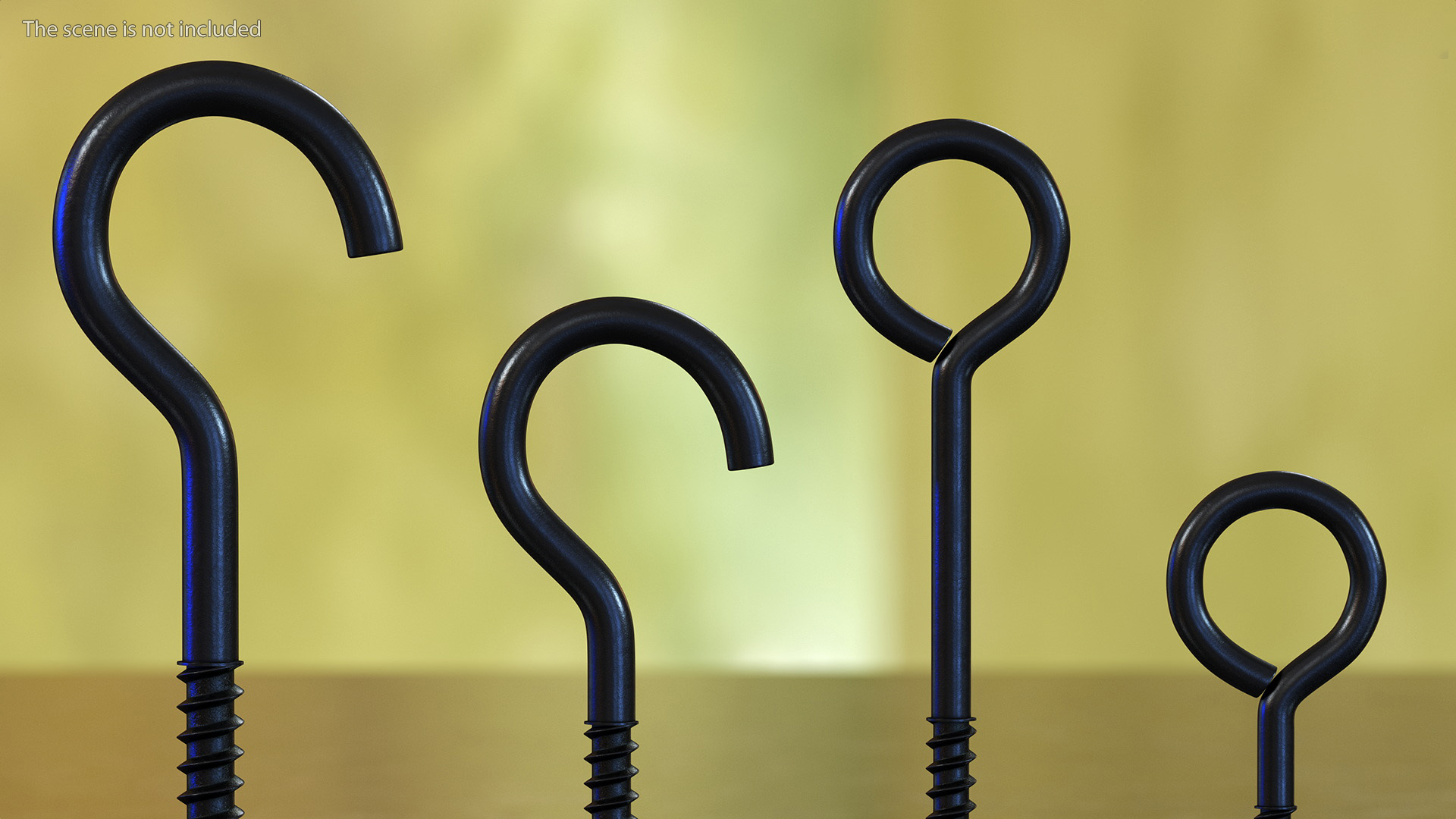 3D Assorted Metal Screw Hooks Set Black