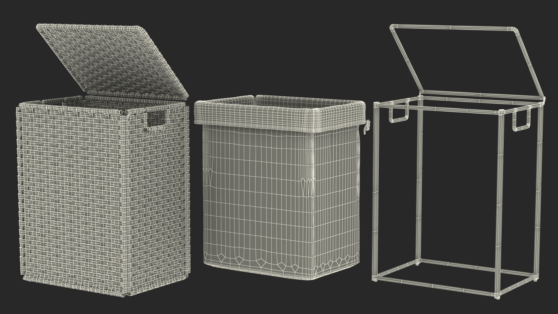 3D model Rattique Laundry Hamper with Liner Black