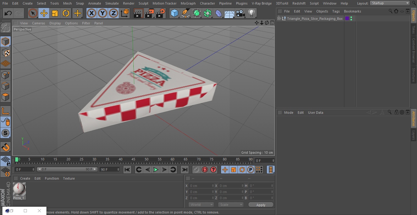 Triangle Pizza Slice Packaging Box 3D model