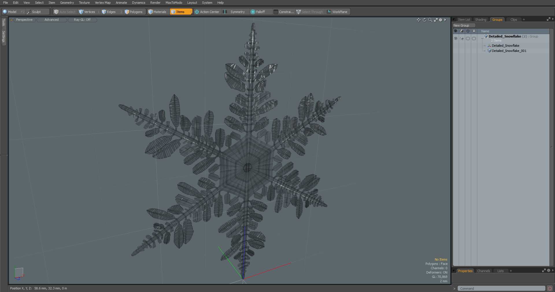 3D Detailed Snowflake model