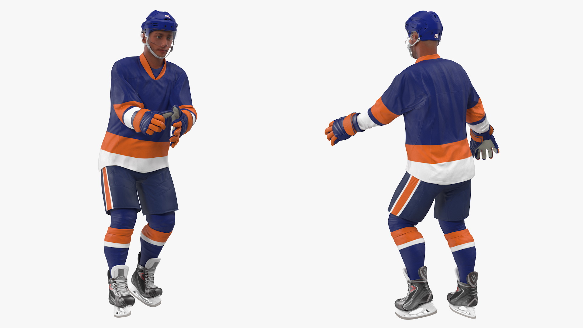 3D model Hockey Player Blue Rigged