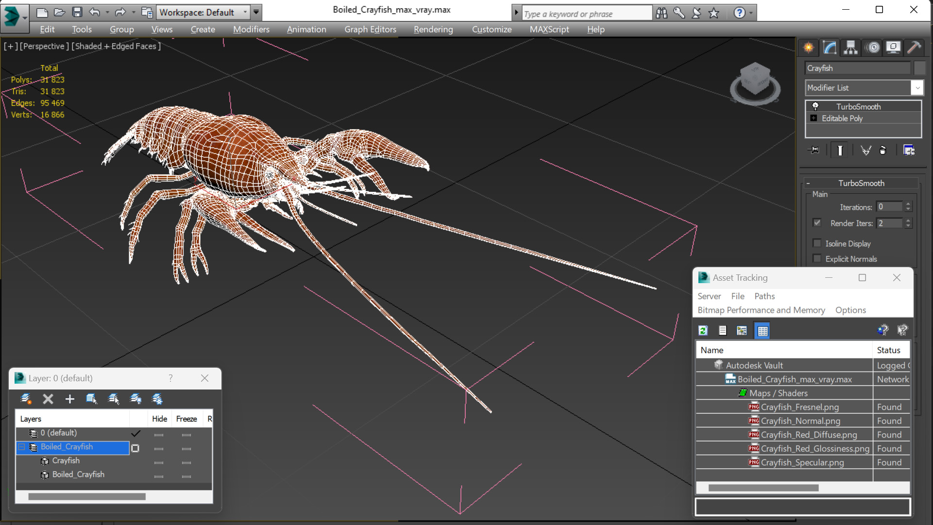 3D model Boiled Crayfish