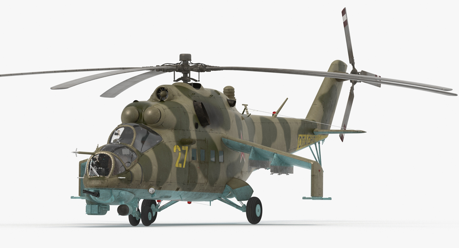 3D model Russian Helicopter Mil Mi 24 Rigged