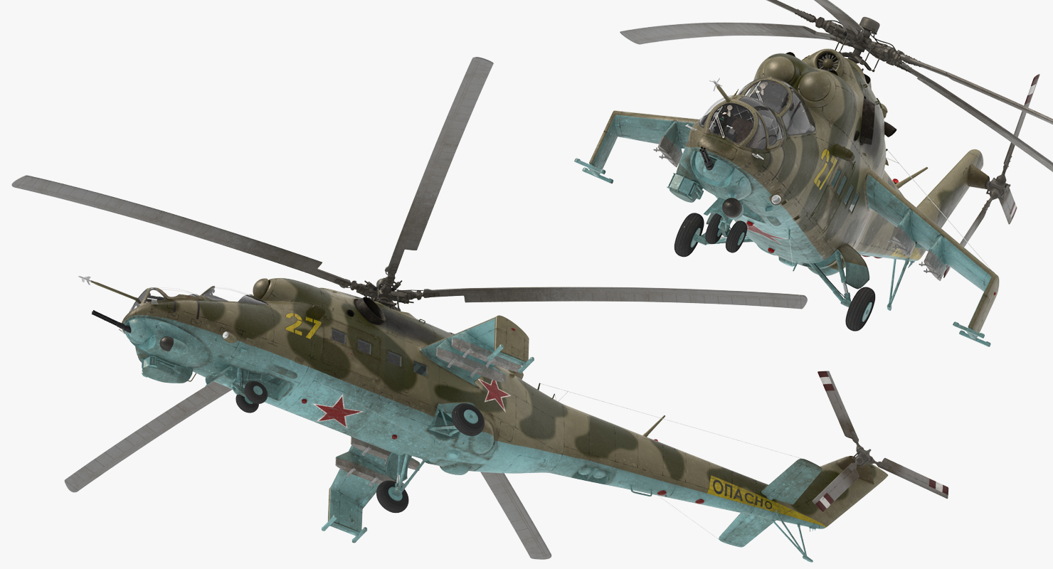 3D model Russian Helicopter Mil Mi 24 Rigged