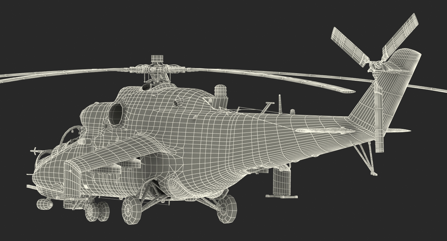 3D model Russian Helicopter Mil Mi 24 Rigged