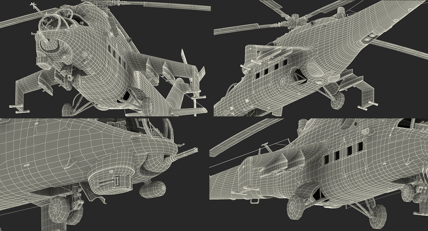 3D model Russian Helicopter Mil Mi 24 Rigged