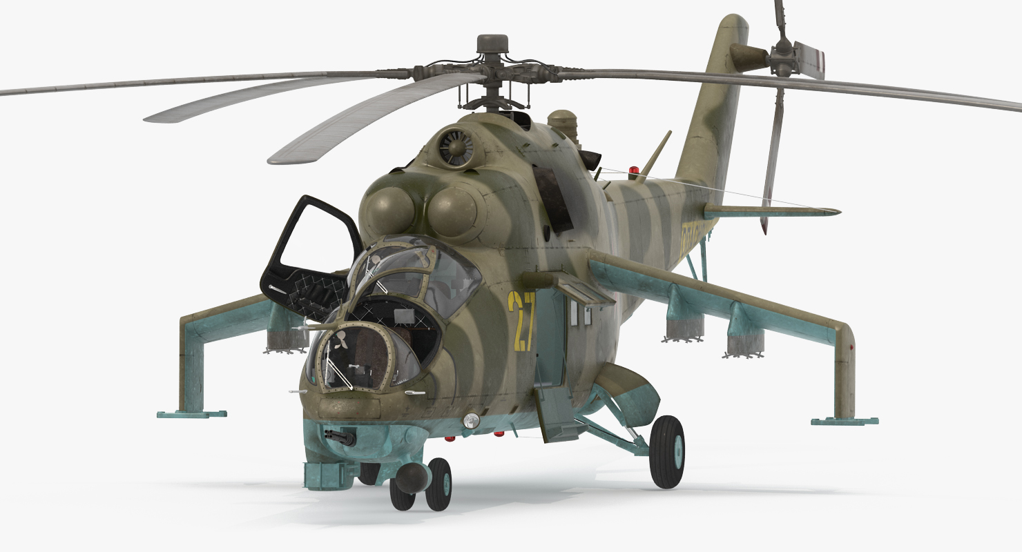 3D model Russian Helicopter Mil Mi 24 Rigged