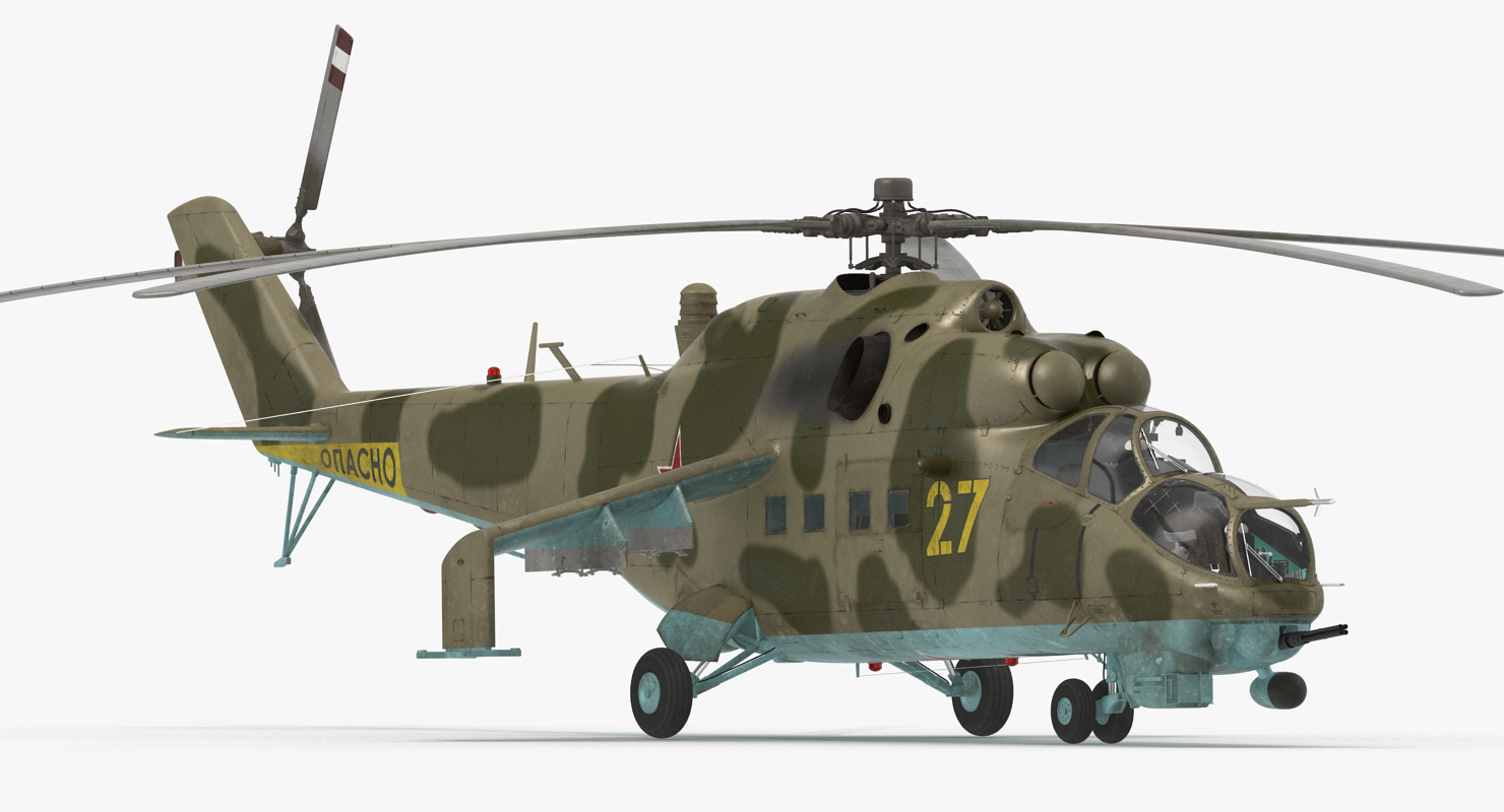 3D model Russian Helicopter Mil Mi 24 Rigged