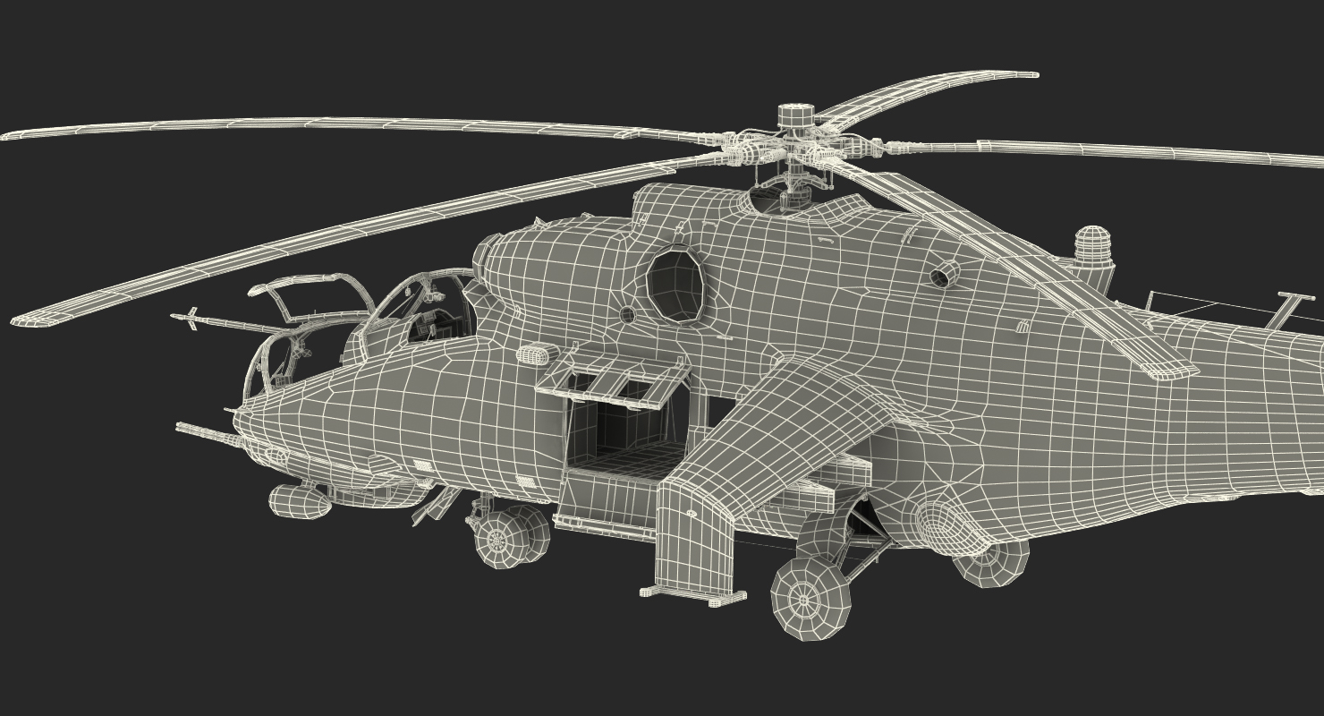 3D model Russian Helicopter Mil Mi 24 Rigged