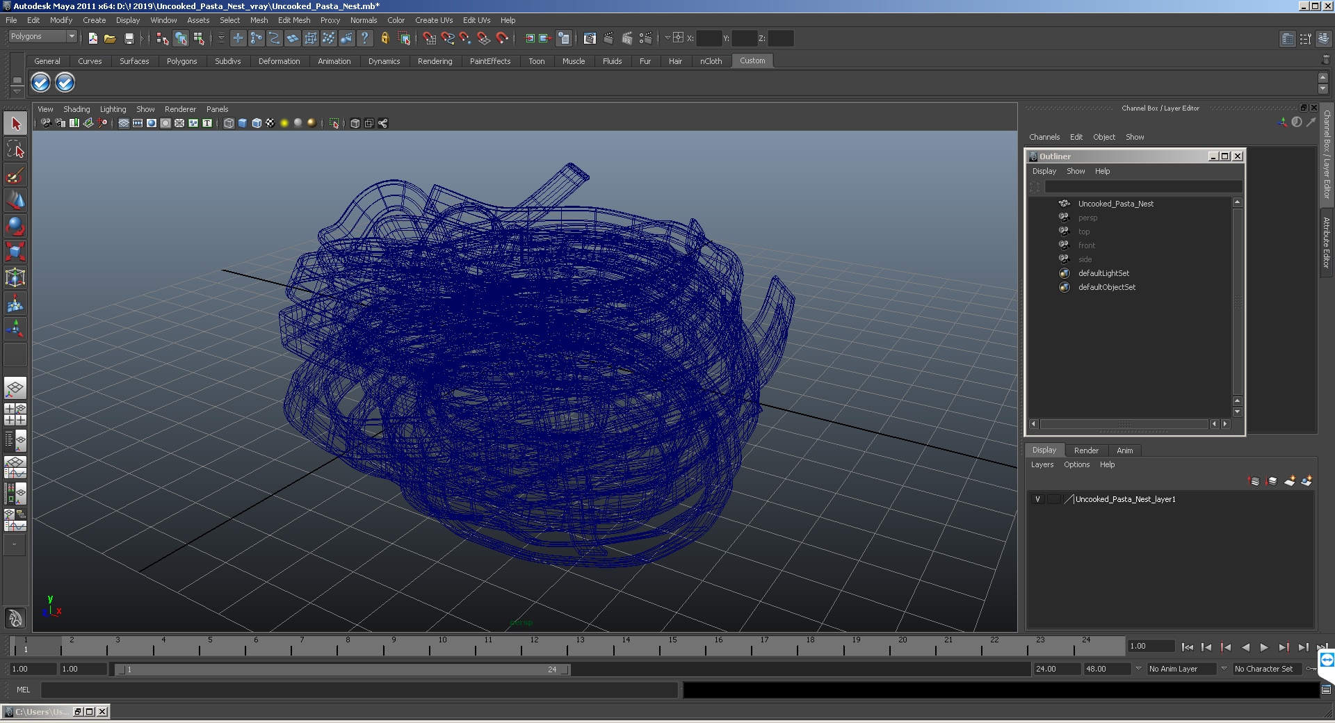 Uncooked Pasta Nest 3D model