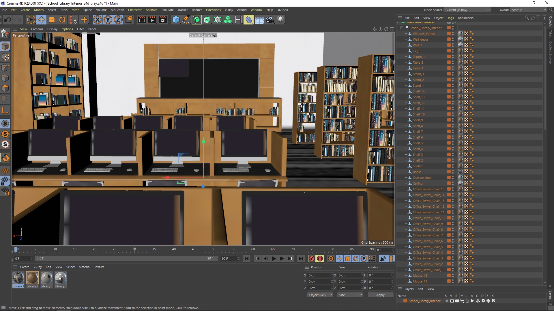 3D School Library Interior model