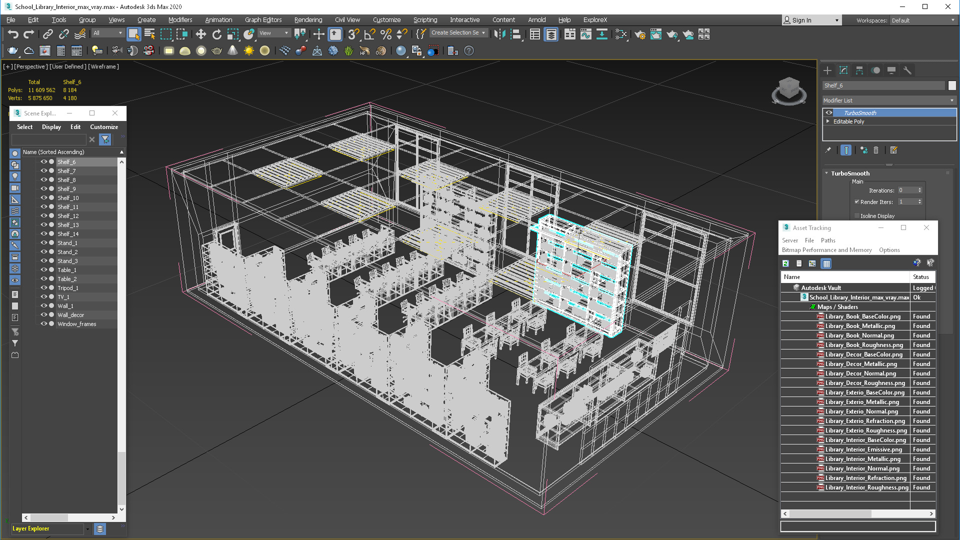 3D School Library Interior model