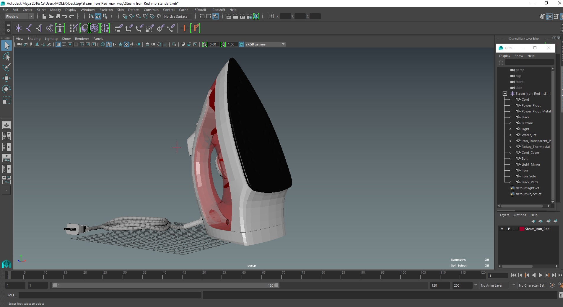 Steam Iron Red 3D model